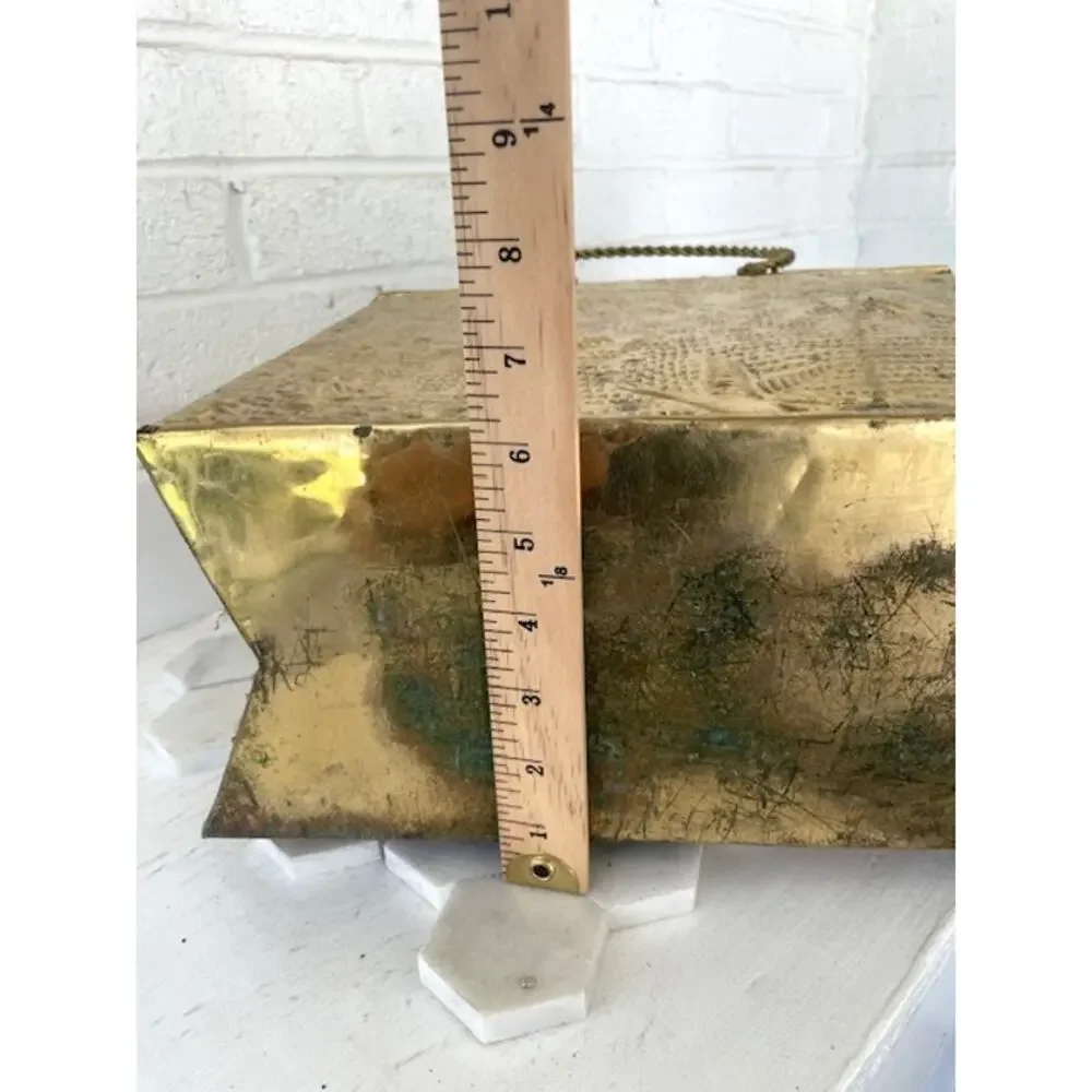Vintage Embossed Brass Magazine Rack Hummingbird Floral Twisted Handles